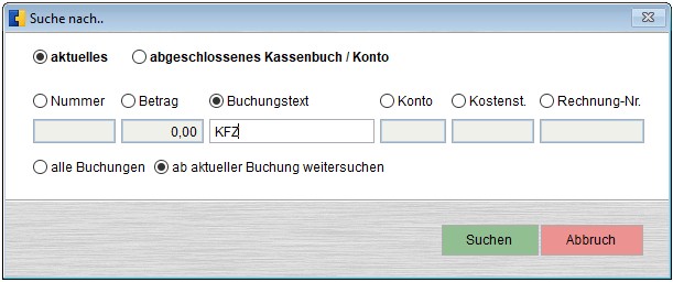 Kassenbuch Suche